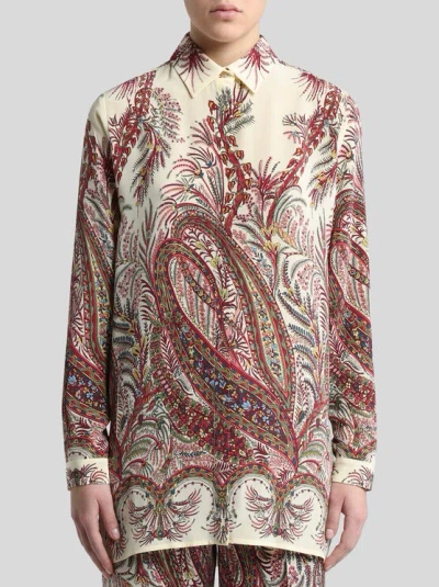 Etro Paisley Print Silk Shirt With Collared Neck In Multi