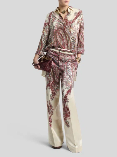 Etro Paisley Print Silk Shirt With Collared Neck In Multi