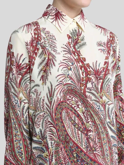 Etro Paisley Print Silk Shirt With Collared Neck In Multi