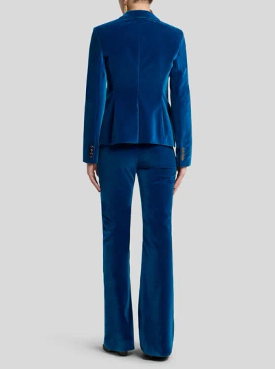 Etro Single-breasted Velvet Blazer In Blue