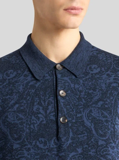 Etro Polo Shirt With Pegasus Embroidery In Blue