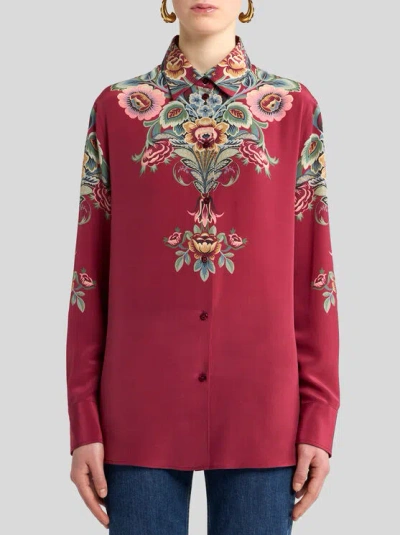 Etro Camicia In Crepe Porpora  Donna In Multi