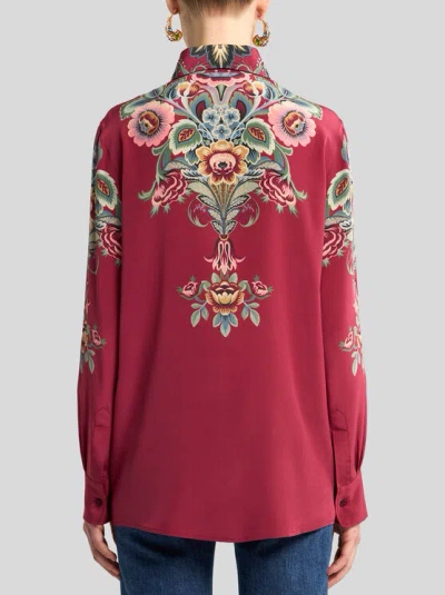 Etro Camicia In Crepe Porpora  Donna In Multi