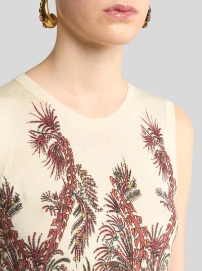 Etro , Silk And Cashmere Top With Placed Print, Woman, Multicolour, Size 50 In Multi