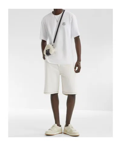 Fendi Stamp Crew Neck Patch Detail Short Sleeves In White