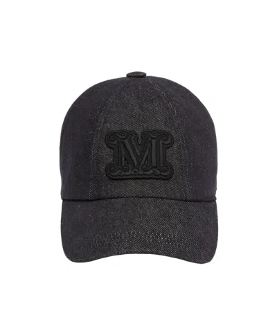 Max Mara Denim Baseball Cap In Black