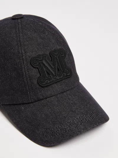 Max Mara Denim Baseball Cap In Black