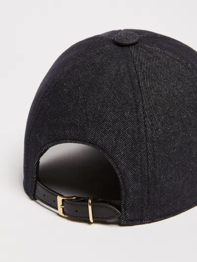 Max Mara Denim Baseball Cap In Black