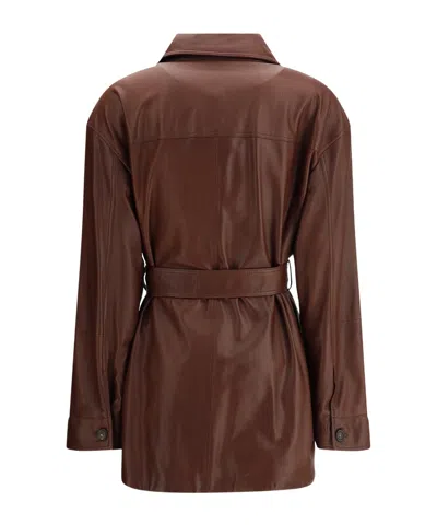 Brunello Cucinelli Leather Jacket Belted Waist In Brown