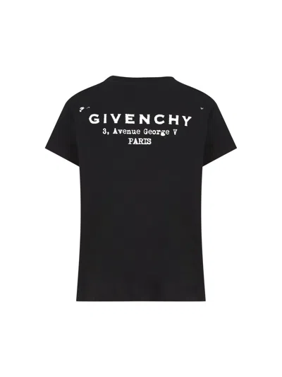 Givenchy Black Crewneck T-shirt With Logo Lettering On Front And Rear In Cotton Woman In Multi