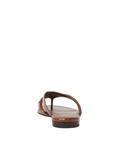Fendi Textured Leather Thong Sandals With Silhouette In Brown