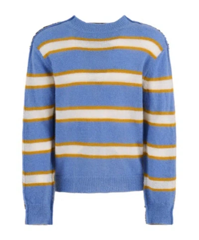 Marni Embroidered Mohair Blend Sweater In Blue