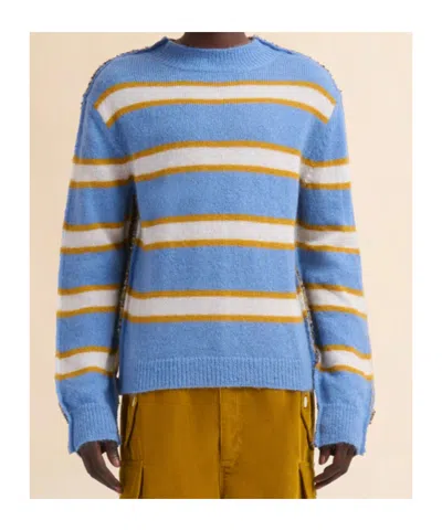 Marni Embroidered Mohair Blend Sweater In Blue