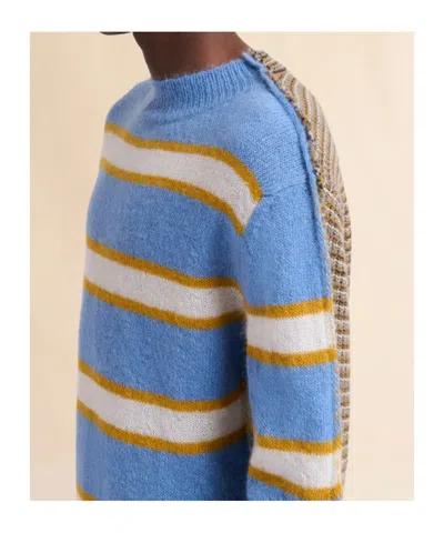 Marni Embroidered Mohair Blend Sweater In Blue