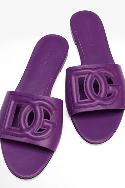 Dolce & Gabbana 10mm Rubber Flat Sandals In Purple
