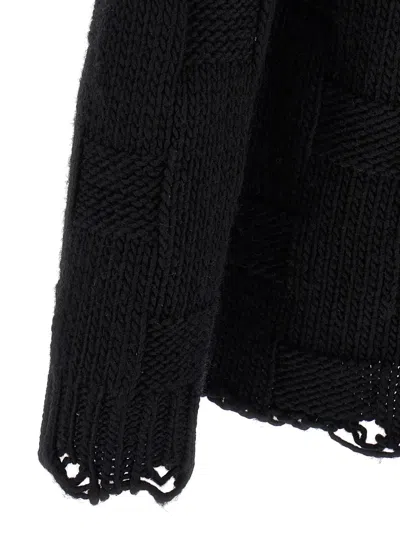 Golden Goose Journey Distressed Checkerboard Wool Sweater In Black