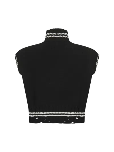 Marni Cropped Cotton Vest With Contemporary Design In Black