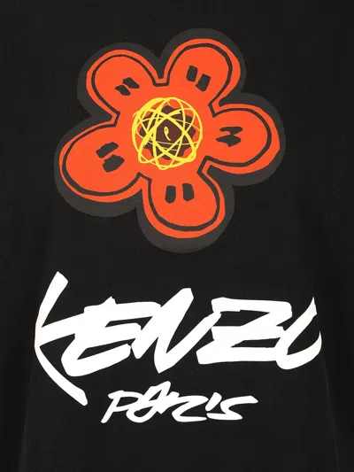 Kenzo Futura Graphic Print Boke Flower T-shirt In Black