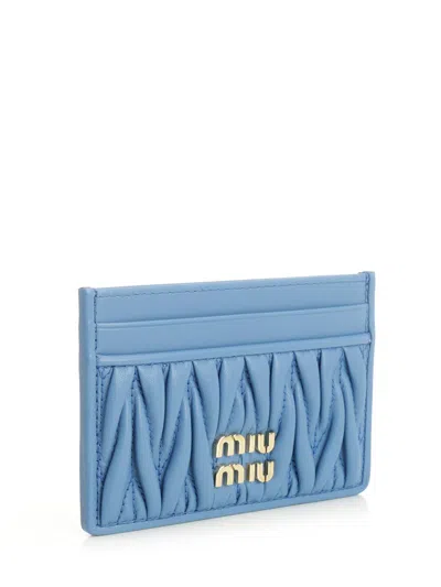Miu Miu Rectangular Card Holder In Blue