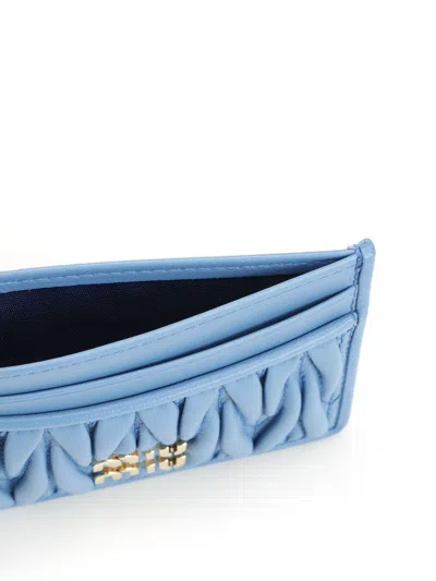 Miu Miu Rectangular Card Holder In Blue