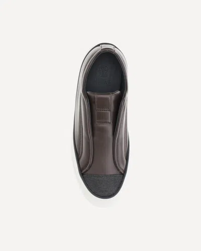 Brunello Cucinelli Slip-on Sneakers Iconic Jewels In Brown