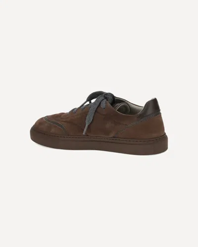 Brunello Cucinelli Jewel Embellished Suede Sneakers In Brown