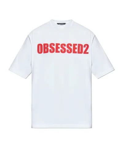 Dsquared2 Crew Neck T-shirt Bold Front Text In White