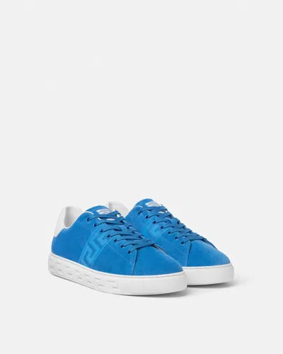 Versace Greca Suede Low Top Sneaker In White