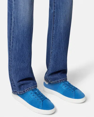 Versace Greca Suede Low Top Sneaker In White
