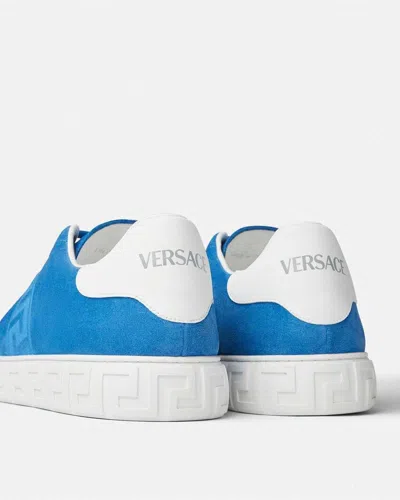 Versace Greca Suede Low Top Sneaker In White