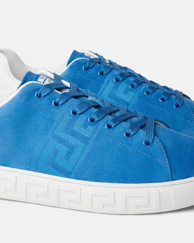 Versace Greca Suede Low Top Sneaker In White