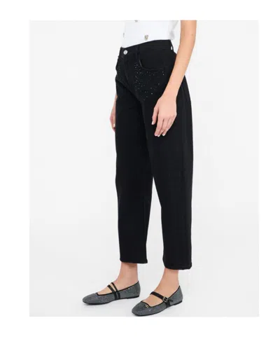 Liu •jo Stylish Trousers With Strass And Studs In Black