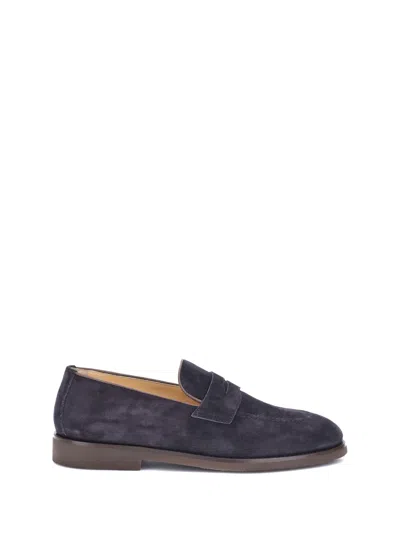 Brunello Cucinelli Suede Logo-embossed Loafers In Blue