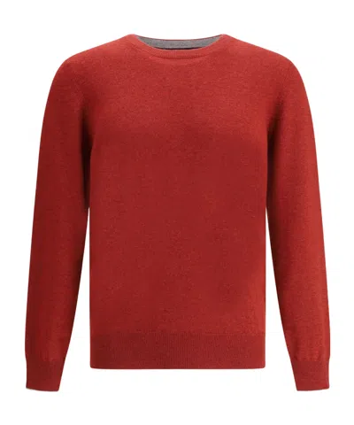 Brunello Cucinelli Cashmere Crew Neck Sweater In Red