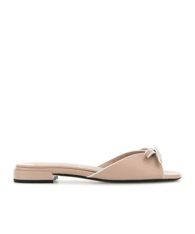 Miu Miu Light Pink Nappa Leather Slippers In Neutral