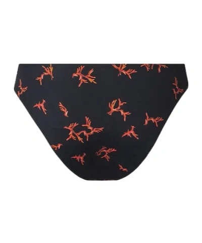 Fendi Printed Stretch Nylon Bikini Bottom In Black