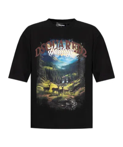 Dsquared2 Loose-fit Signature T-shirt In Black