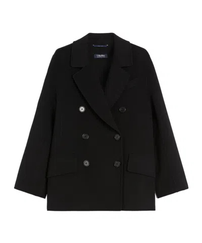 Max Mara Wool Double Breasted Peacoat In Black