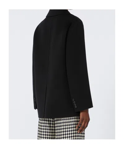 Max Mara Wool Double Breasted Peacoat In Black