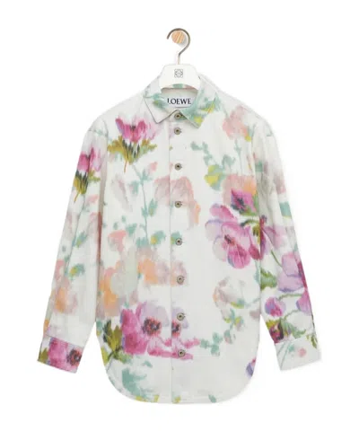 Loewe Floral-print Button-down Overshirt In Neutral