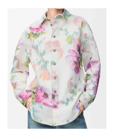 Loewe Floral-print Button-down Overshirt In Neutral