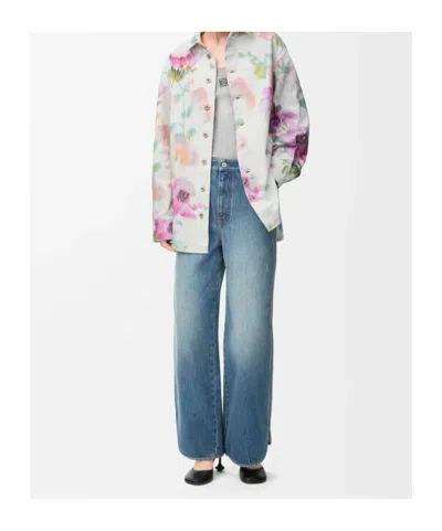 Loewe Floral-print Button-down Overshirt In Neutral