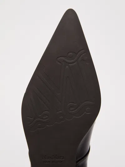 Max Mara Smooth Leather Ballet Flats In Black