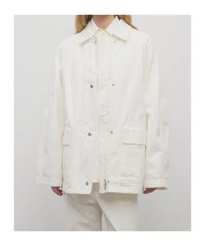 The Row Elodianna Long-sleeve Cotton Utility Jacket In White