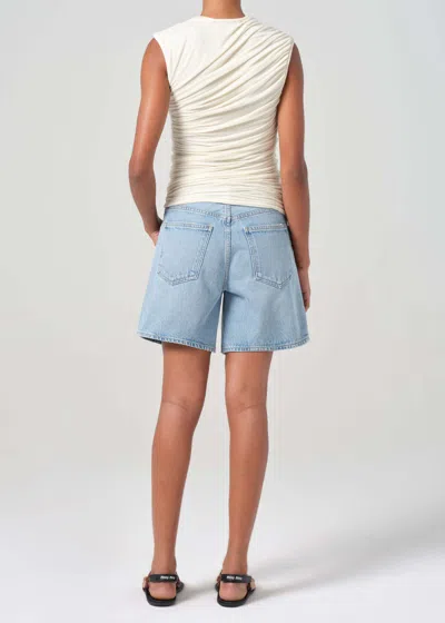 Agolde Urban Baggy Denim Shorts With Belt Loops In Blue