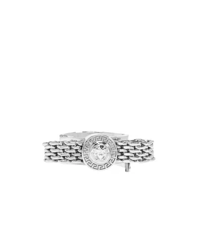 Versace Medusa Chain Ring In Metallic