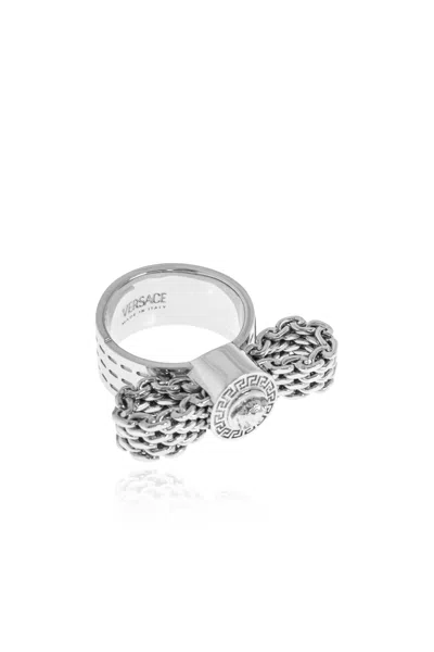 Versace Medusa Chain Ring In Metallic