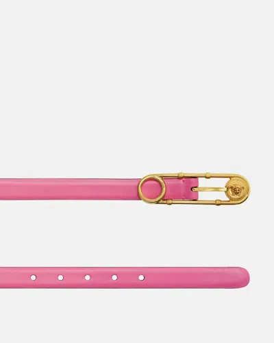 Versace Safety Pin Leather Buckle Belt In Pink