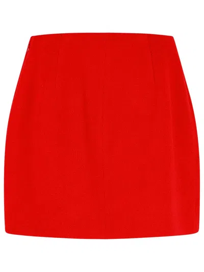 Balmain High Waist A-line Skirt With Button Detailing In Red