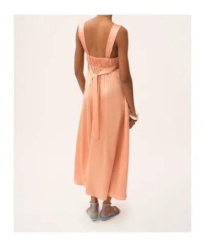 Chloé Sleeveless Ruched Long Dress In Silk Satin